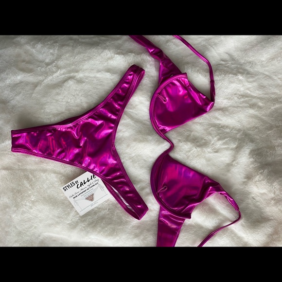 NWT. RASPBERRY METALLIC SWIRL SEXY BIKINI - Picture 4 of 7